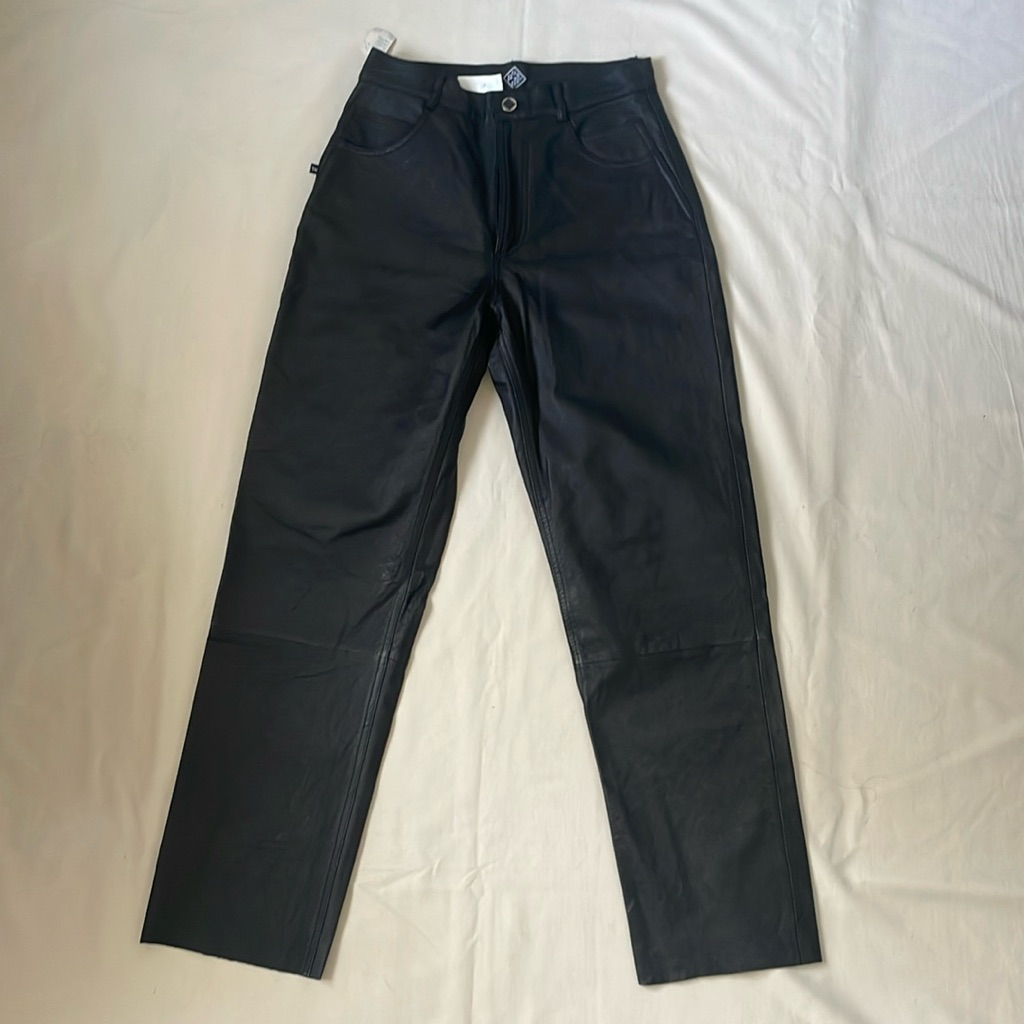 Vintage Posted Black Smooth Faux Leather Pant